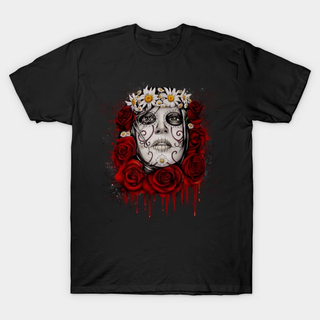DAY OF THE DEAD "ROSES" T-Shirt by dsilvadesigns